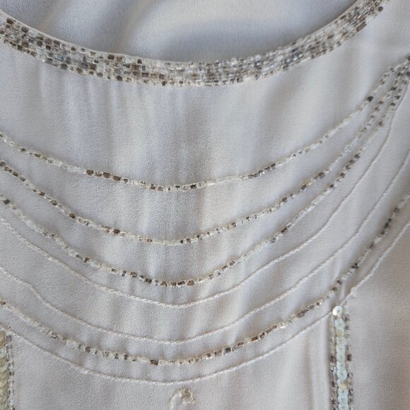 Vintage Y2K Beaded Art Deco Top Blouse Size M Sleeveless Fairy Boho Loose Flowy - Picture 5 of 11